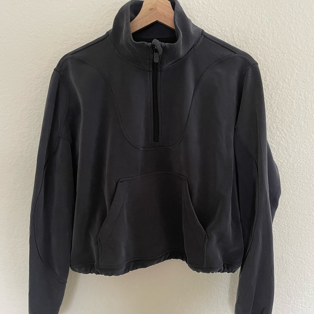 Lululemon Charcoal Brushed Softstreme Half Zip - Picture 2 of 8